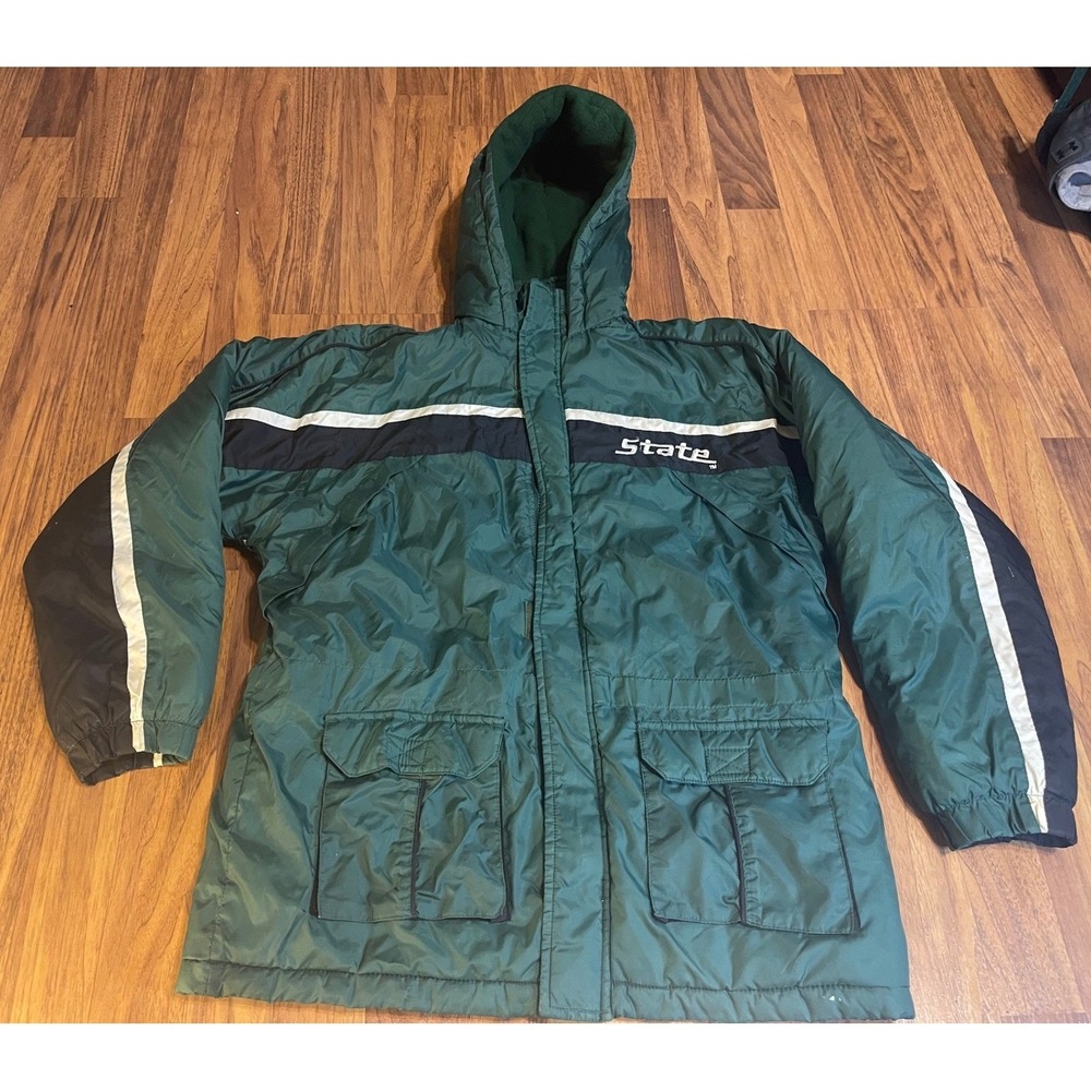 Michigan State Spartans Jacket Youth L 14-16 Green Parka Genuine Stuff NCAA Coat